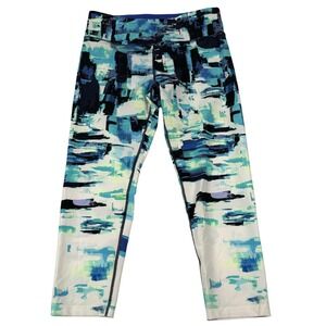 Calvin Klein Performance XL Cropped Legging Blue Abstract Print Ankle Activewear